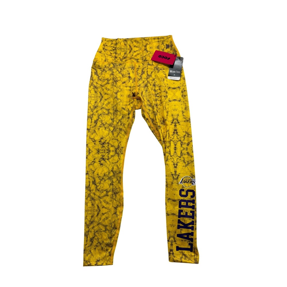 FOCO Los Angeles Lakers Leggings‎ Women's Small Yellow Marble NBA Fan Gear NWT